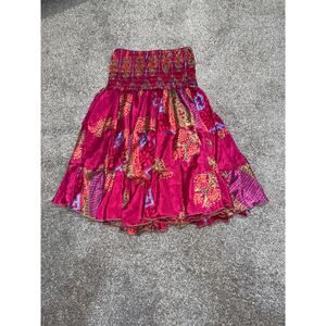 Silk boho mini skirt